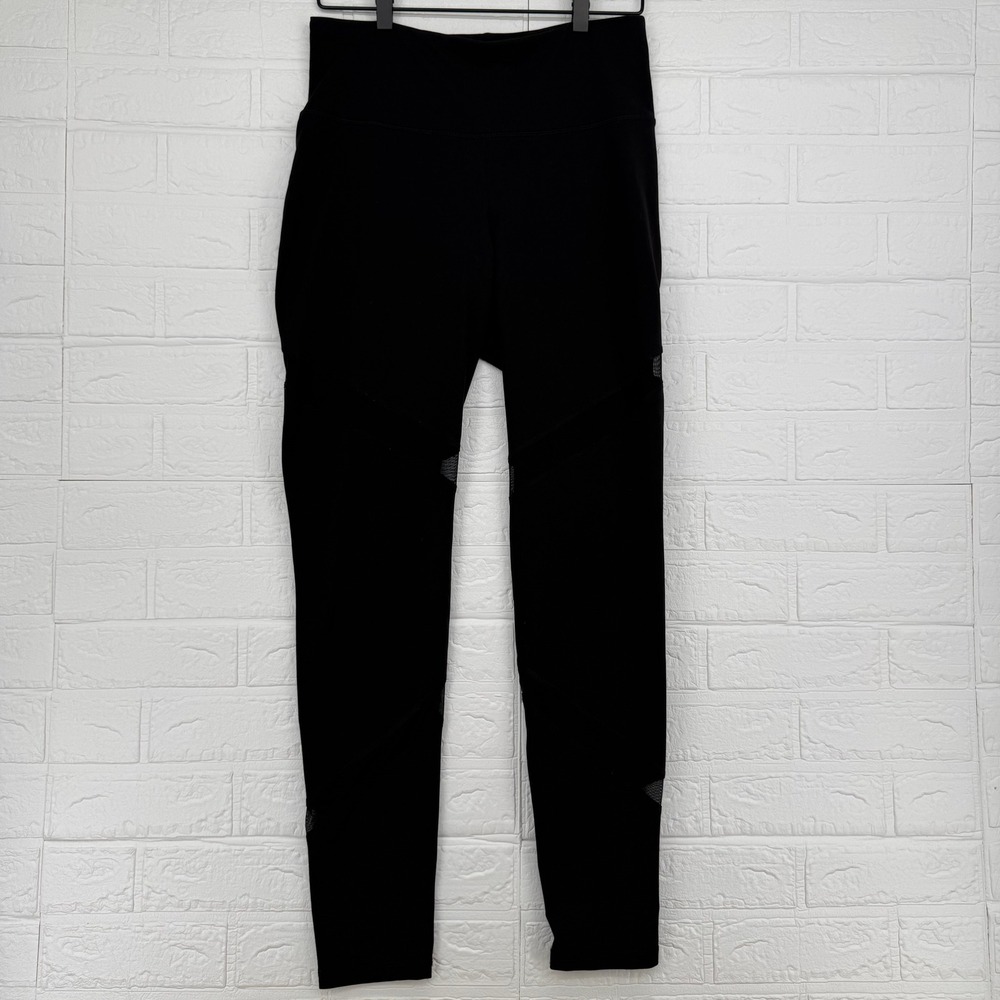 Old Navy Active Leggings Womens Large Black Go-Dry Mesh Panel Compression Pants